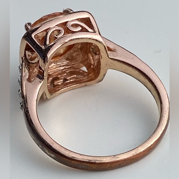 Cubic Zirc Yellow Topaz 18K Rose Gold Plated cocktail ring halo Austrian Crystal - Picture 10 of 16